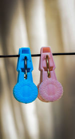 Close-up of clothes drying on clothesline