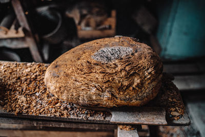 Close-up of bread on table