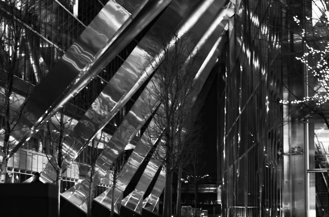 architecture, built structure, low angle view, building exterior, indoors, window, railing, building, glass - material, no people, ceiling, house, day, balcony, tree, reflection, sunlight, wood - material, metal