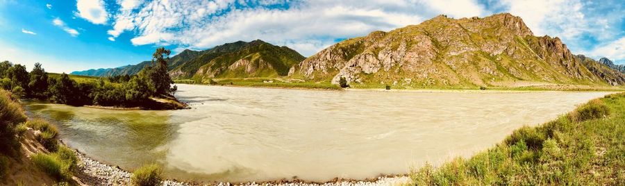 Panoramic view of land against sky