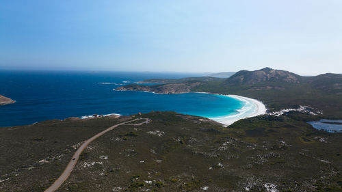 Scenic view of sea against clear sky