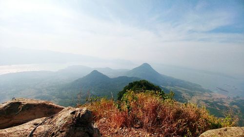 Scenic view of mountains against sky