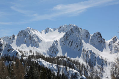 Wide panormaric view of moutains from italy in winter