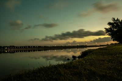 Scenic view of sea at sunset