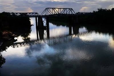 Reflection of bridge in river