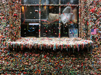 Colorful bubble gums on wall at pike place market