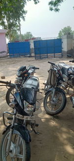 Bicycles parked on street in city