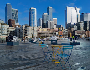 Modern buildings in city against sky