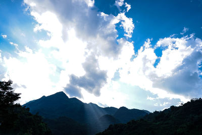 Low angle view of mountains against sky