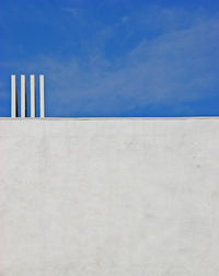 Low angle view of sea against blue sky