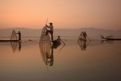 Scenic view of sea at sunset