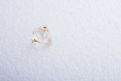 High angle view of ice over white background