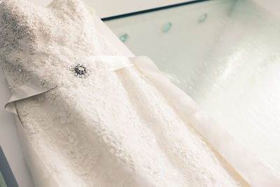 Close-up of wedding dress