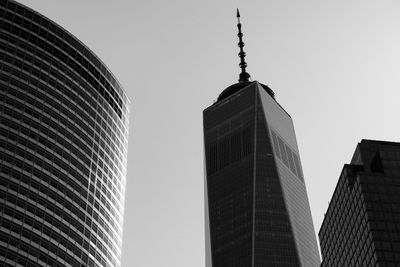 Low angle view of skyscrapers against sky