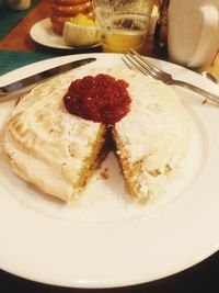 Close-up of served food in plate