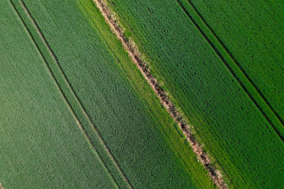 High angle view of soccer field