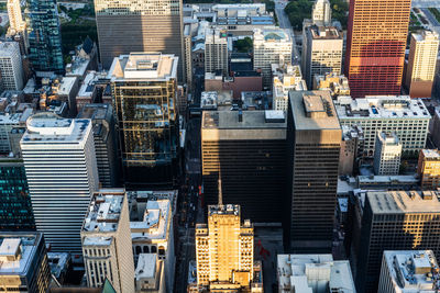 High angle view of buildings in city