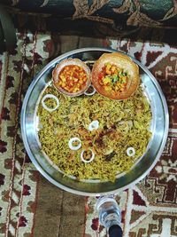 Directly above shot of person preparing food