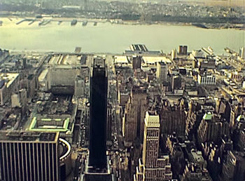 High angle view of city buildings