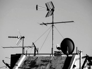 Low angle view of windmill against clear sky