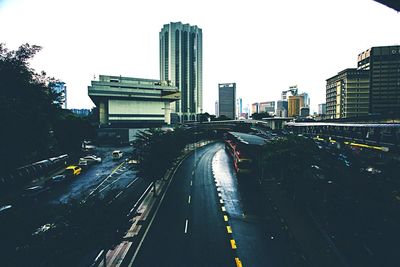 Road passing through city