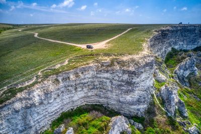 High angle view of landscape against sky