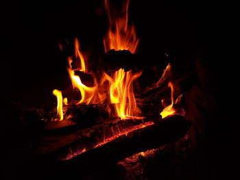 Close-up of bonfire at night