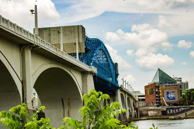 Low angle view of bridge against sky