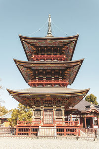 Low angle view of temple building against sky