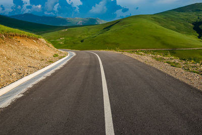 Empty road along landscape