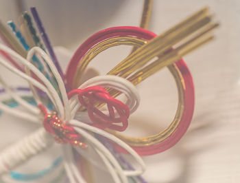 Cropped image of thread decor