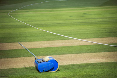 High angle view of man playing with ball