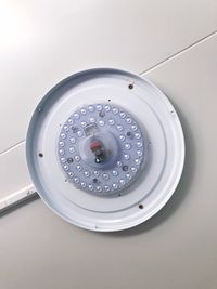 Low angle view of led lights mounted on ceiling