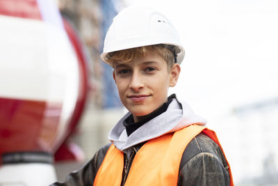 Portrait of boy wearing hat