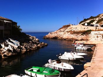 Scenic view of sea against clear sky