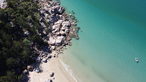 High angle view of beach by sea