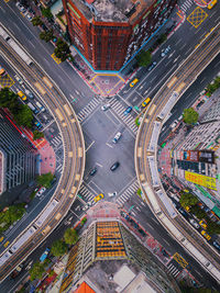 Aerial view of highways in city