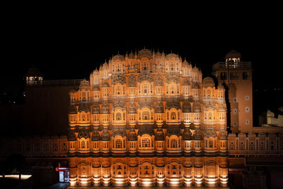 Illuminated buildings at night