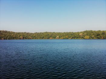 Scenic view of lake against clear sky