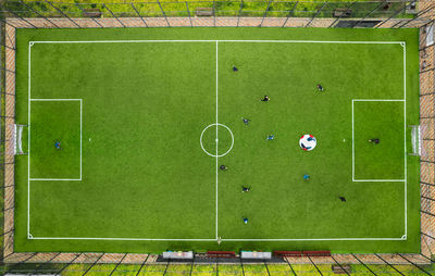 Aerial view of football field