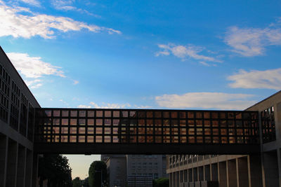 Low angle view of modern building against sky