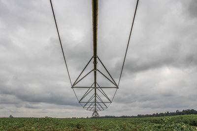 Scenic view of field against cloudy sky