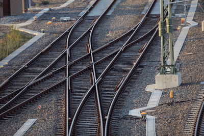 High angle view of railroad tracks