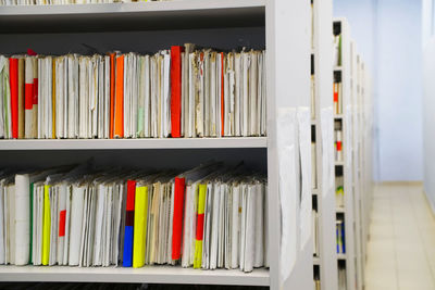 Close-up of books in shelf