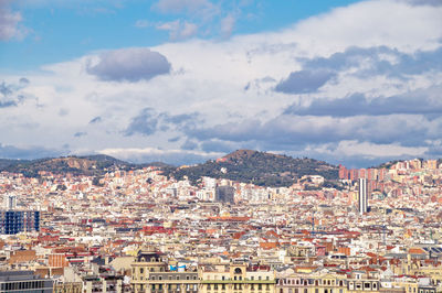 High angle view of townscape against sky