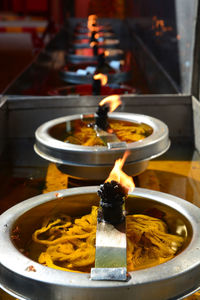 High angle view of food on table