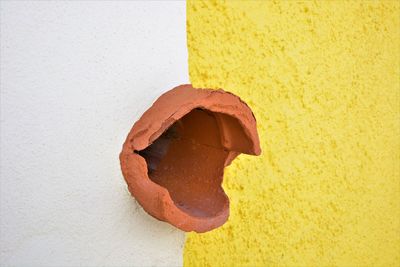 Close-up of yellow wall