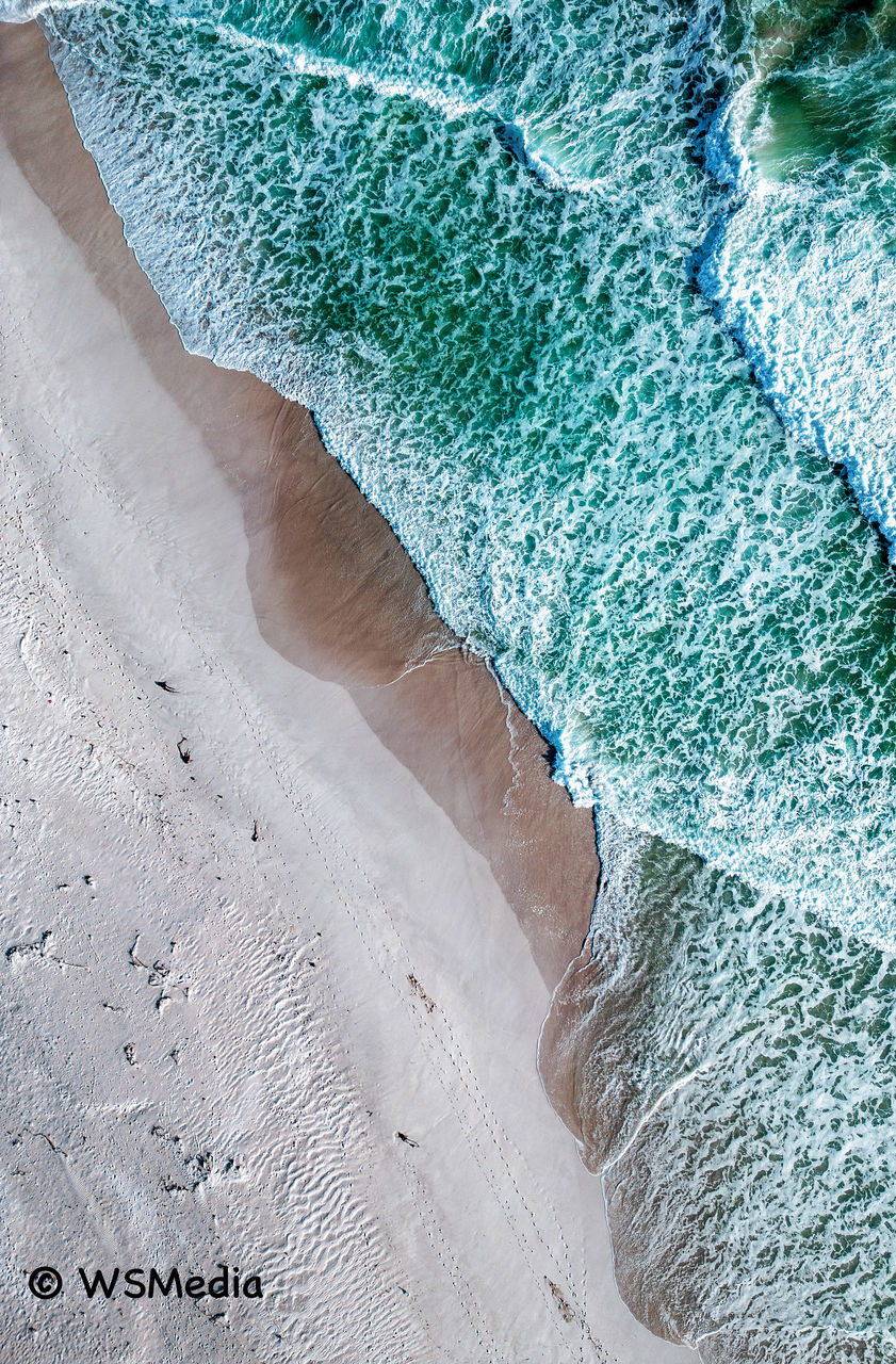 land, water, beach, wave, sand, sea, nature, wind wave, green, beauty in nature, no people, day, ocean, turquoise, high angle view, scenics - nature, water sports, environment, outdoors, sports, blue, travel destinations, shore, tranquility, coast, motion, travel