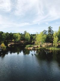 Scenic view of lake against sky