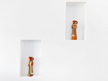 Close-up of stuffed toy against white background